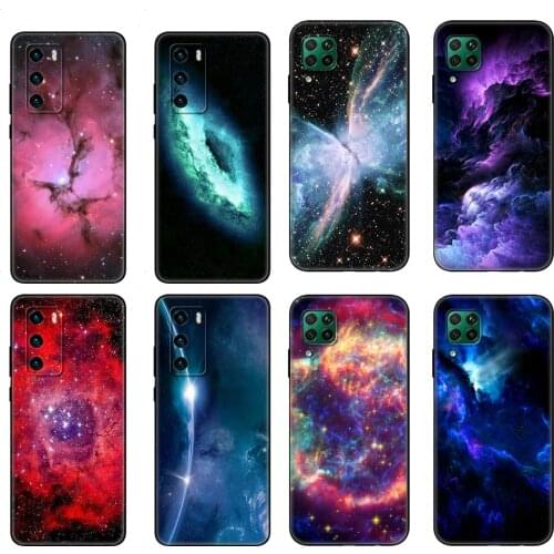 Black tpu Case For Huawei P30 Lite P30 Pro P40 Case For Huawei P40 LITE E P Smart Case Cover colorful space for galaxy universe