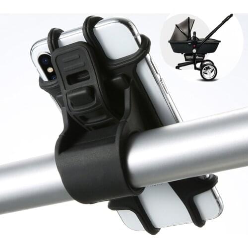 Stroller Bike Phone Holder Silicone Adjustable Pull Button Anti-shock Phone Holder Mount Bracket Baby Stroller Accessories M0023