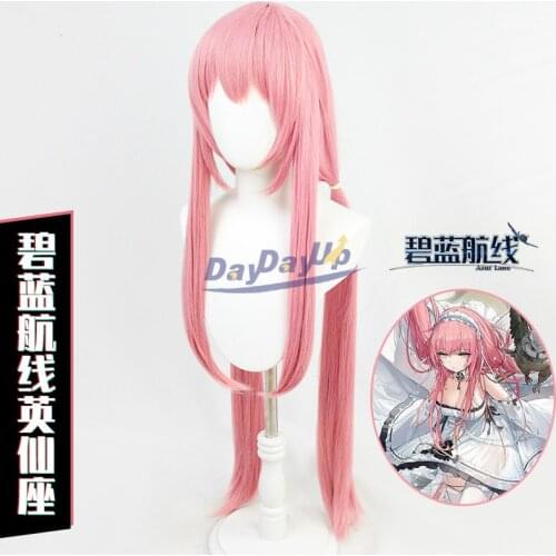 Azur Lane HMS Perseus Pink Long Straight Cosplay Heat Resistant Synthetic Hair Carnival Halloween Party + Free Wig Cap