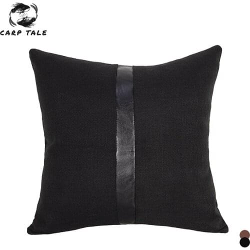 Home Decor Cushion Cover Linen PU Stitching Pillow Case Luxury Cushion Covers 45*45 Decorative Cushions Sofa Throw Pillow Cover
