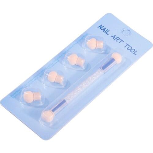 Extra 4 heads Nail tool gradient pen nails brush phototherapy point double head washable and changeable set sponge smudge pen