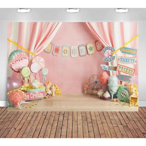 1st Birthday Party Photography Background Amusement Park Cotton Candy Ice Cream Child Backdrop Photo Studio Photozone