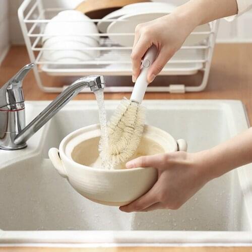 Home functional uses brush with long handle hangable kitchen anti oil pot cleaning tools