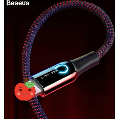 Baseus LED Light USB Cable For iPhone 11 Pro XS Max XR X 8 7 6 S Plus Auto Disconnect 2.4A Fast Charging Charger Cable Data Cord