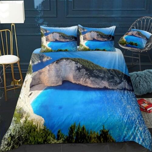 Bay at Zakynthos Quilt Cover Pillowcase 3Piece Comforter Bedding Set With Pillow Case Single Double Duvet Cover Home Decora