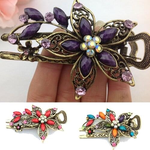 LNRRABC Fashion Flower Hair Clip Crystal Hairpin Lady Vintage Elegant Barrette Hair Accessories Hair Claws acessorio para cabelo
