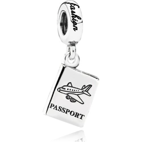 10PCS Fashion Jewellery Silver Color Hanging Pendants Passport Plane Dangles Charms Fits DIY Handmade European Snake Bracelets