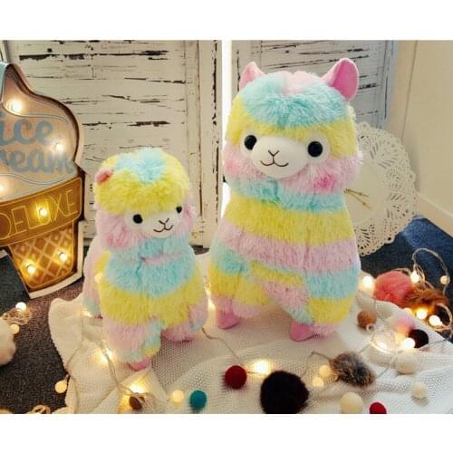 New lovely 13/20/25cm plush pretty Rainbow Alpaca soft Pillow doll Pendant bag decoration Keychain festival gift for friend