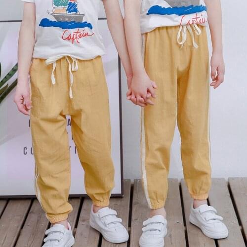 Children clothing spring summer kids anti-mosquito pants Boy or Girl cotton linen quick-drying sunscreen home pants