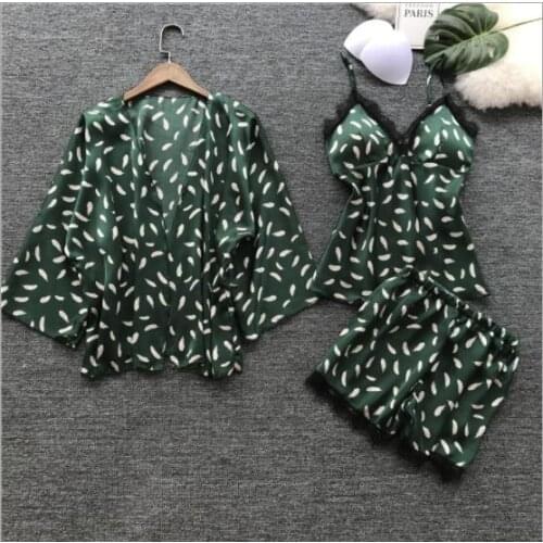 Y Sexy Women Spaghetti Strap Pajamas Nightgown Pant Set Brand Hight Quality Sleepwear robe set
