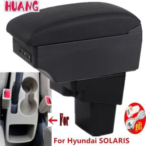 For Hyundai SOLARIS Armrest 2013 2014 2015 2016 Car Armrest box Retrofit parts Storage box car accessories Interior with USB LED