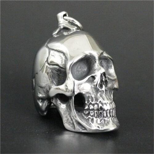 Support Dropship Huge Heavy Skull Pendant 316L Stainless Steel Fashion Men Boys Cool Biker Skull Pendant