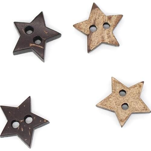 Natural Coconut Buttons 2 Holes Star Sewing Button Kid‘s Clothing Overcoat Needlework Scrapbook Gift Card Decorate Accessories