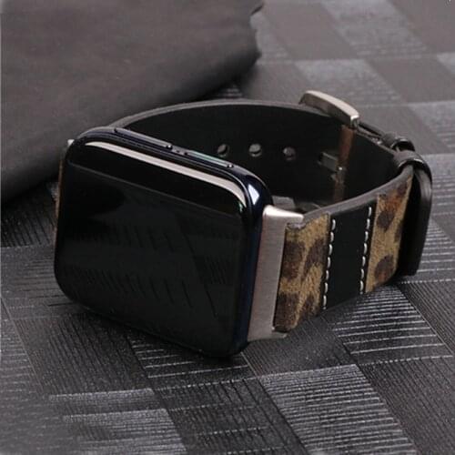 Genuine Leather Strap For OPPO Watch 41/46mm Leopard Women Men Leather Watch Band Strap Belt With Connector For OPPO Watch 46mm