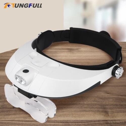 Illuminated Magnifier Magnifying Glass Led Headset Led Magnifier Loupe Glasses Binocular Headband Magnifier Repair Reading