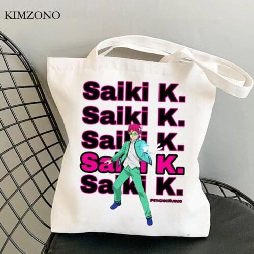 Saiki k shopping bag cotton tote shopper grocery bolsas de tela recycle bag bag bolsas ecologicas cloth sac toile