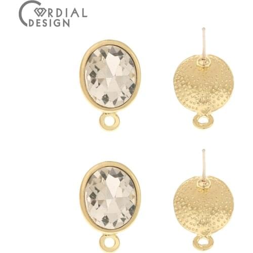 Cordial Design 100Pcs 12*18MM Jewelry Accessories/Earring Findings/Oval Shape/Hand Made/DIY Making/Rhinestone Earrings Stud