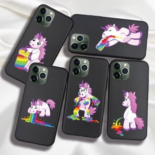 Funny Unicorn Rainbow TPU For iPhone 11 12 Pro Max XS XR X 6S 6 8 7 Plus SE 2020 For iPhone 12 Mini Case Back Cover Silicone