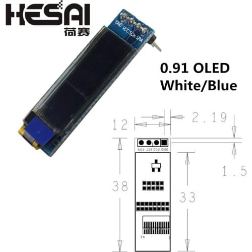 0.91 inch 12832 white and blue color 128X32 OLED LCD LED Display Module 0.91 IIC Communicate for arduino Diy Kit