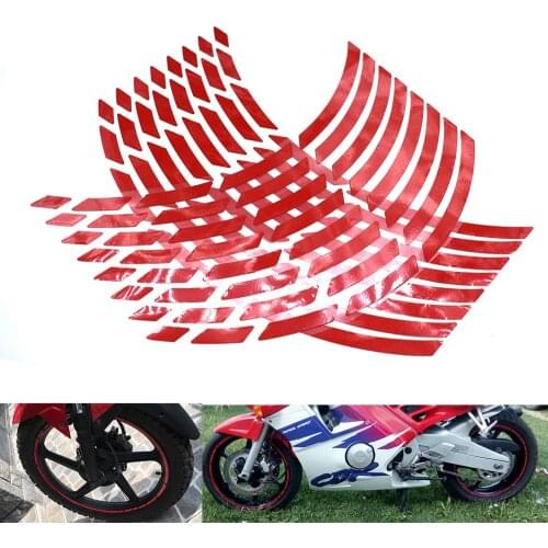 Universal car Motorcycle Pegatinas para rueda de coche, cinta reflectante de llanta de 14 , 17-19 pulgadas 16pcs Reflective tape