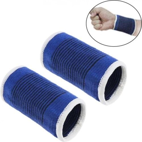 Bicycle Gloves Unisex Blue Elastic Fitness Powerlifting Sport Bandage Wristband Hand Cotton Gym Support Wrist Brace Wrap Tennis