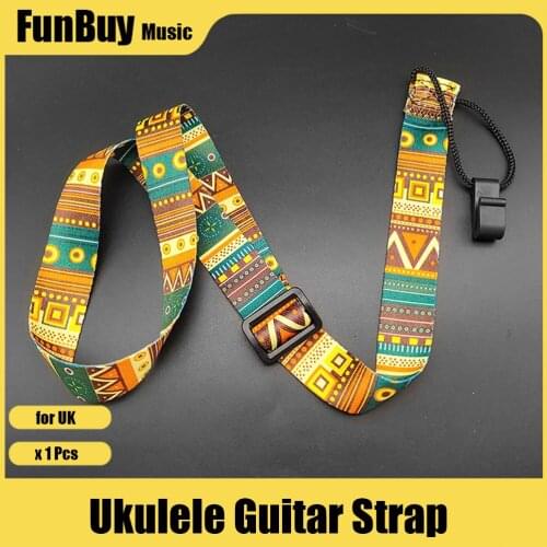 Ethnic Style Ukulele Strap Durable Adjustable Ribbon Clip-on Hawaii 4Strings Mini Guitar Belt Guitar Accessories