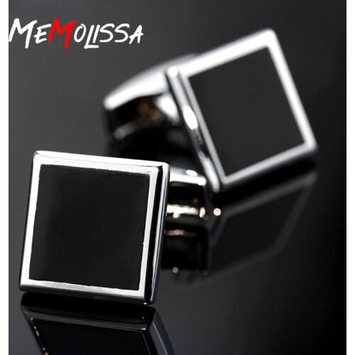 MeMolissa 2018 New Square Black Opal Mens Cufflinks Wedding Cufflinks High Quality men jewelry
