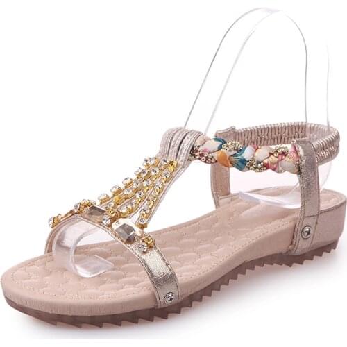 Women New Brand Sandals Outdoor Non-slip 2021 Lady Flat Slippers Female Girls Cool Garden Shoes Bling Sequins Rhinestone Mules