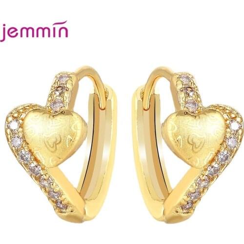 New Arrival 925 Sterling Silver Cute Heart Crystal Statement Earrings For Women Girls Trendy Jewelry Wholesale