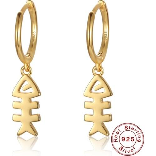 DORIN 100% 925 Sterling Silver Fish Bone Hoop Earrings Women Party Delicate Fashion Accessory Girl Romantic Cute Gift