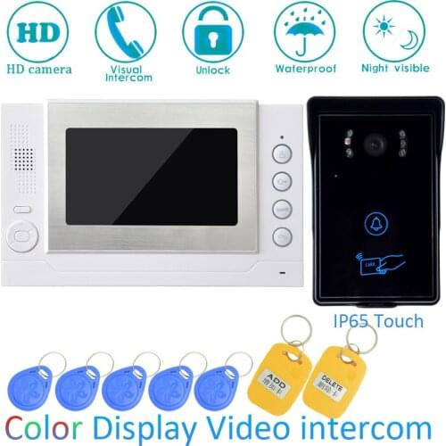 1 SET) Video Intercom Home Garden Improvement Door Phone 7'' Monitor With RFID Card Unlock Release Function Door Bell System