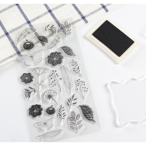 1pc Retro Stamp Transparent Silicone Seal Plants Flower Clear Stamps Office Supplies Stamps DIY Student Stationery