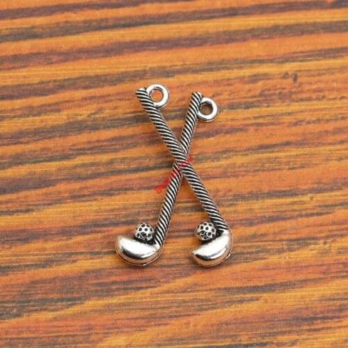 10pcs Hockey Charm Pendant fit Bracelet Necklace Tibetan Silver Plated Jewelry DIY Making Accessories 33x8mm