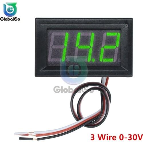 0.56 inch 3 Wire Digital Voltmeter DC 0-30V Digital Voltmeter Voltage Panel Meter Red/Blue/Green For Electromobile Motorcycle