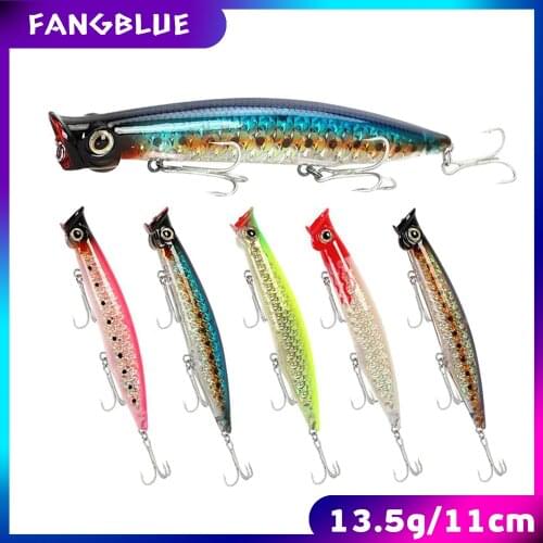 5Pcs Popper Fishing Lures 110mm 13.5g Top Water High Quality Wobblers Hard Fake Baits Crankbaits Isca Artificial Fishing Tackle