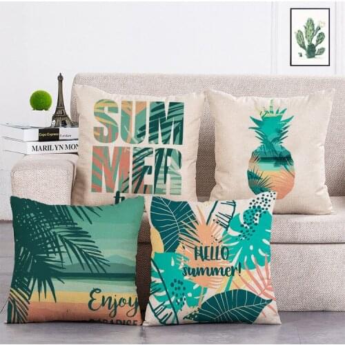 Pineapple Beach in summer Printed Cushion Cover Linen Throw Pillow Car Home Decoration Decorative Pillowcase T486