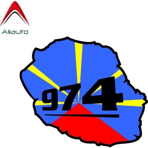 Aliauto Car Accessories Reunion Island 974 Flag Map Sticker Motorcycle Decoration Decal for Mercedes Honda Toyota,12cm*10cm