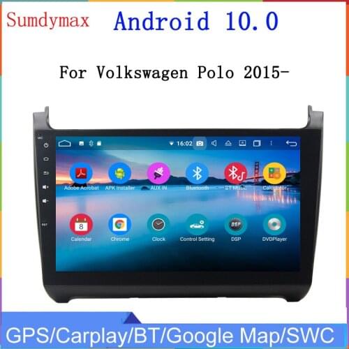 10.1" two din car gps player for Volkswagen Polo 2015 2016 with android 10 system octa core 4g ram 64g rom gps navi wifi usb