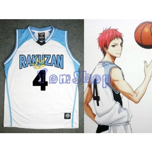 Anime KUROKOS BASKETBALL Kuroko no Basuke Cosplay Rakuzan School #4 Akashi Seijuro Basketball Jersey Uniform Halloween Costume