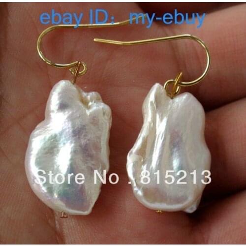 Free shipping wb00894 Unusual White Rainbow Keishi Keshi Baroque Pearl Earrings