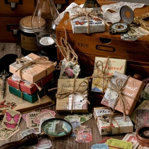 100pcs/box Retro Flower Plants Junk Journal Material Paper Card Memo Pad Decorative Stationery Scrapbooking Diary Album Lable