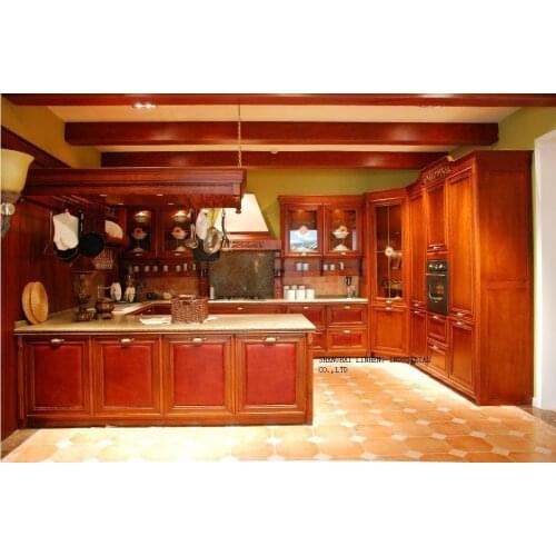 Wooden kitchen cabinets cherry color(LH-SW055)