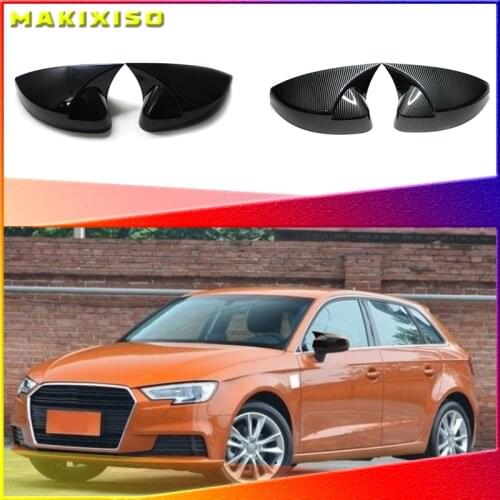 For Audi A3 S3 8V RS3 2013 2014 2015 2016 2017 2018 2019 RearView Mirror Case Cover Carbon fiber pattern or Black Cover