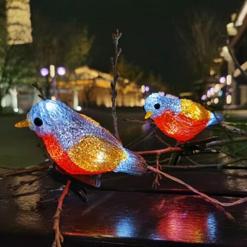 Home Outdoor Waterproof 5 LED Acrylic Bird Lights String Holiday Decor Solar Fairy Lamp for Wedding Party Lights String