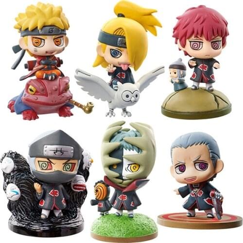 Action 6pcs/lot Anime Naruto Collectible Figure Model Toys Naruto Uzumaki Kakashi Mini PVC Dolls Children Cartoon Birthday Gifts