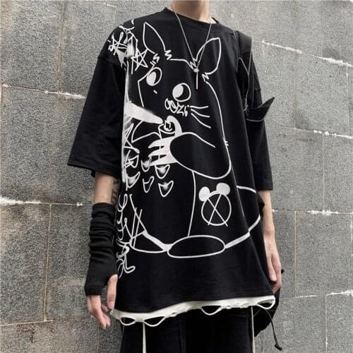 Punk New Short-sleeved T-shirt Fashion Men Male Mens Round Neck Ins T-shirt GraphicT Shirts Men Clothing Party Shirts