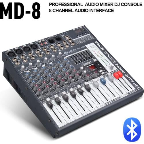 Good quality, Clean sound!!! 8 Channels Mixer Digital Audio dj controller with 48V Phantom Power USB Slot for Recording Stage