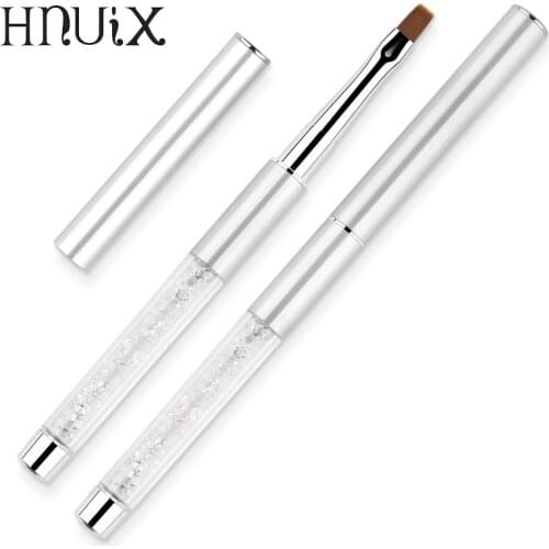 Art nails brush pen rhinestone diamond metal acrylic handle carving powder Gel liquid Salon Liner nails brushes with cap