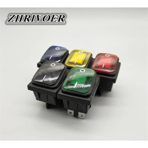 KCD4 20A/250V 4 Pin DPST IP67 Sealed Waterproof Rocker Switch with LED 12V 24V 110V 220V 30x22