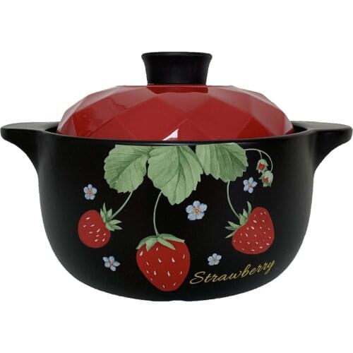 Ceramic Casserole Cooking Cookware Household Strawberry Soup Pot Dry Resistant Casserole Ceramic Dish Pot